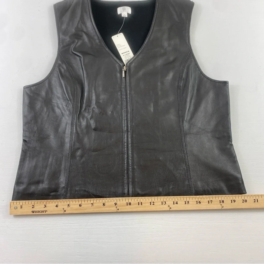 Apt. 9 Women’s Black Lambskin Leather Full‎ Zip Vest Sz XL